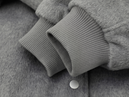 リボンデザインフェイクファーフードジャケット/2color/cm0002