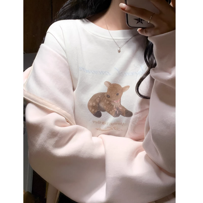 Cute小鹿プリントロングTシャツ/cm0229