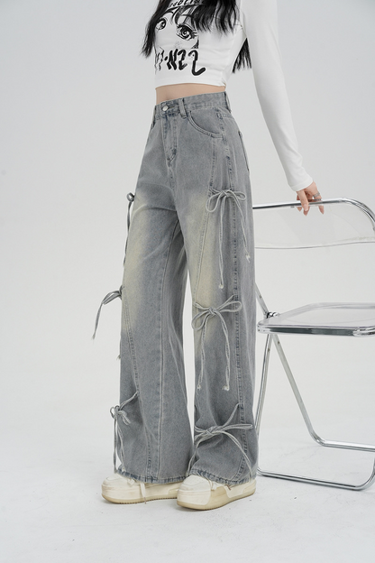 バレエコアリボンデザインデニムパンツ/cm0119