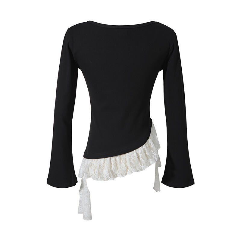 レースデザインプリントTシャツ/3color/cm0088