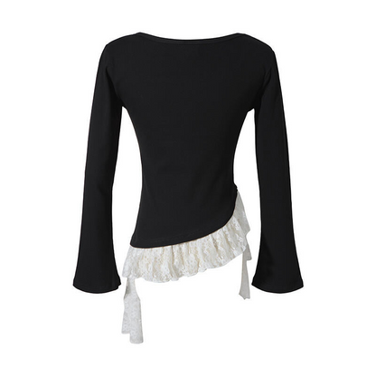 レースデザインプリントTシャツ/3color/cm0088