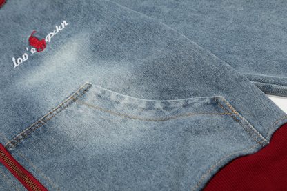 オフショルダー刺繡ワンポイントロゴデジップアップトップス/cm0003