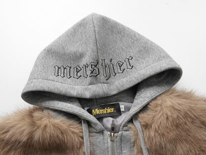 ファー切り替えスウェットパーカー/2color/cm0023