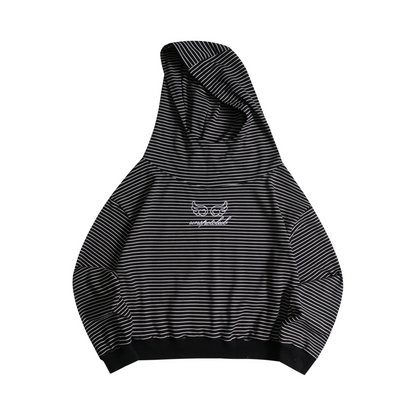 ワンポイントロゴストライプ/ルーズフーディーパーカー/2color/cm0135