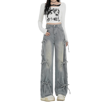 バレエコアリボンデザインデニムパンツ/cm0119