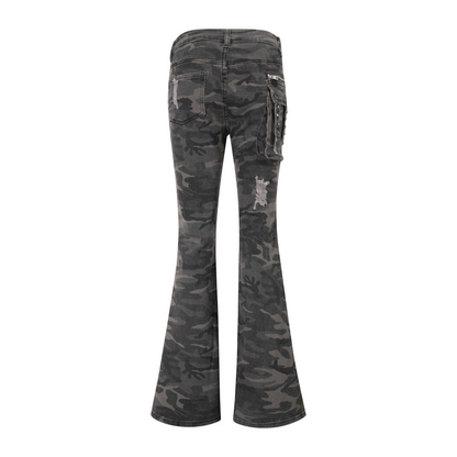 カモフラ柄ダメージデニムパンツ/cm0094