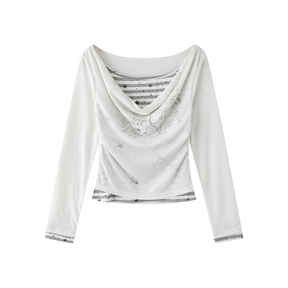 2color/フェイクレイヤードロゴ入りトップス/cm0239