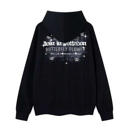 チェーンアクセ付きバタフライプリントパーカー/2color/cm0151