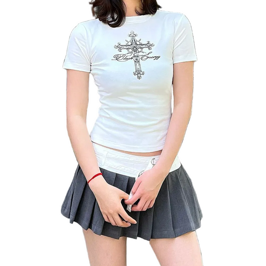 2color/クロスレタリングプリントTシャツ/cm0296