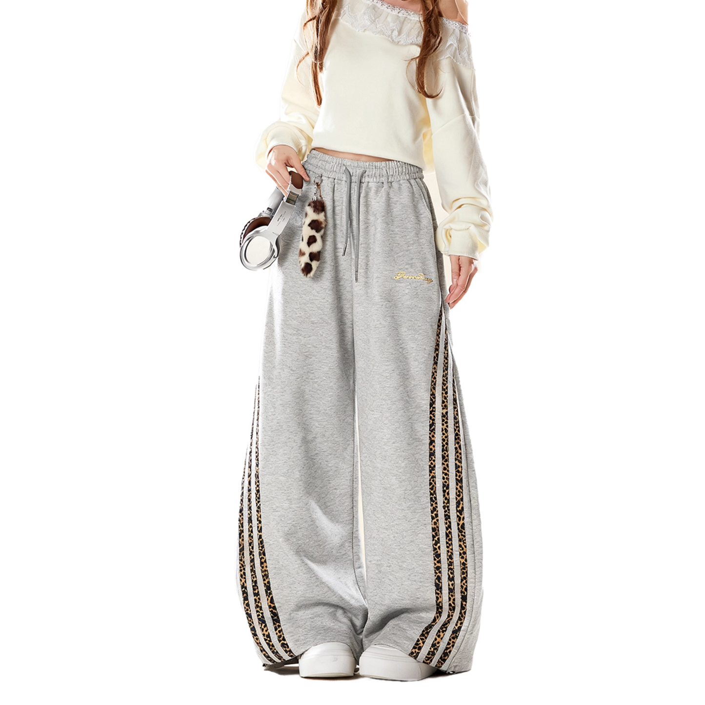 レオパード柄ラインストラップ付パンツ/2color/cm0077