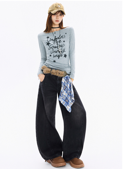 チェッククロス付きワイドレッグデニムパンツ/3color/cm0118