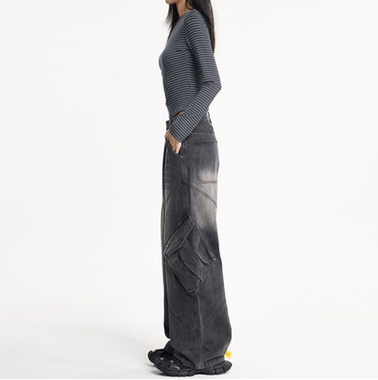 BIGポケットワイドレッグカーゴデニム/cm0117