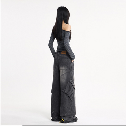 BIGポケットワイドレッグカーゴデニム/cm0117