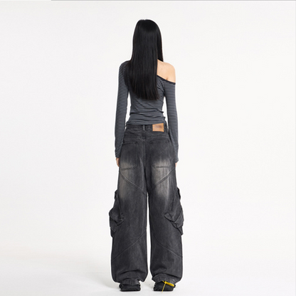 BIGポケットワイドレッグカーゴデニム/cm0117