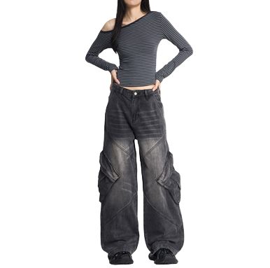 BIGポケットワイドレッグカーゴデニム/cm0117