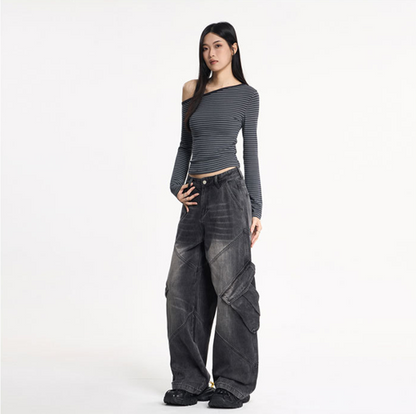 BIGポケットワイドレッグカーゴデニム/cm0117