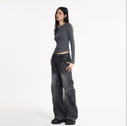 BIGポケットワイドレッグカーゴデニム/cm0117