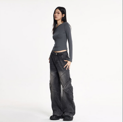 BIGポケットワイドレッグカーゴデニム/cm0117