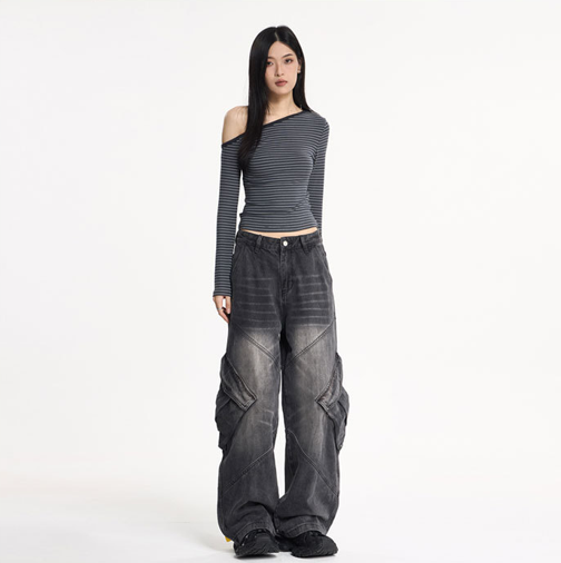 BIGポケットワイドレッグカーゴデニム/cm0117