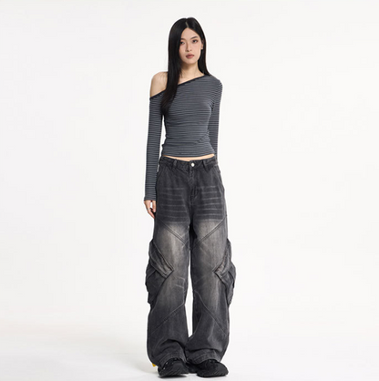 BIGポケットワイドレッグカーゴデニム/cm0117