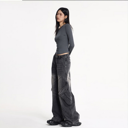 BIGポケットワイドレッグカーゴデニム/cm0117