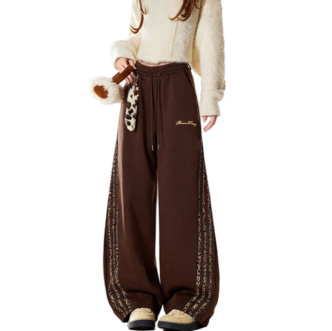 レオパード柄ラインストラップ付パンツ/2color/cm0077