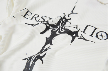 2colot/オフショルダークロスプリントロングTシャツ/cm0199
