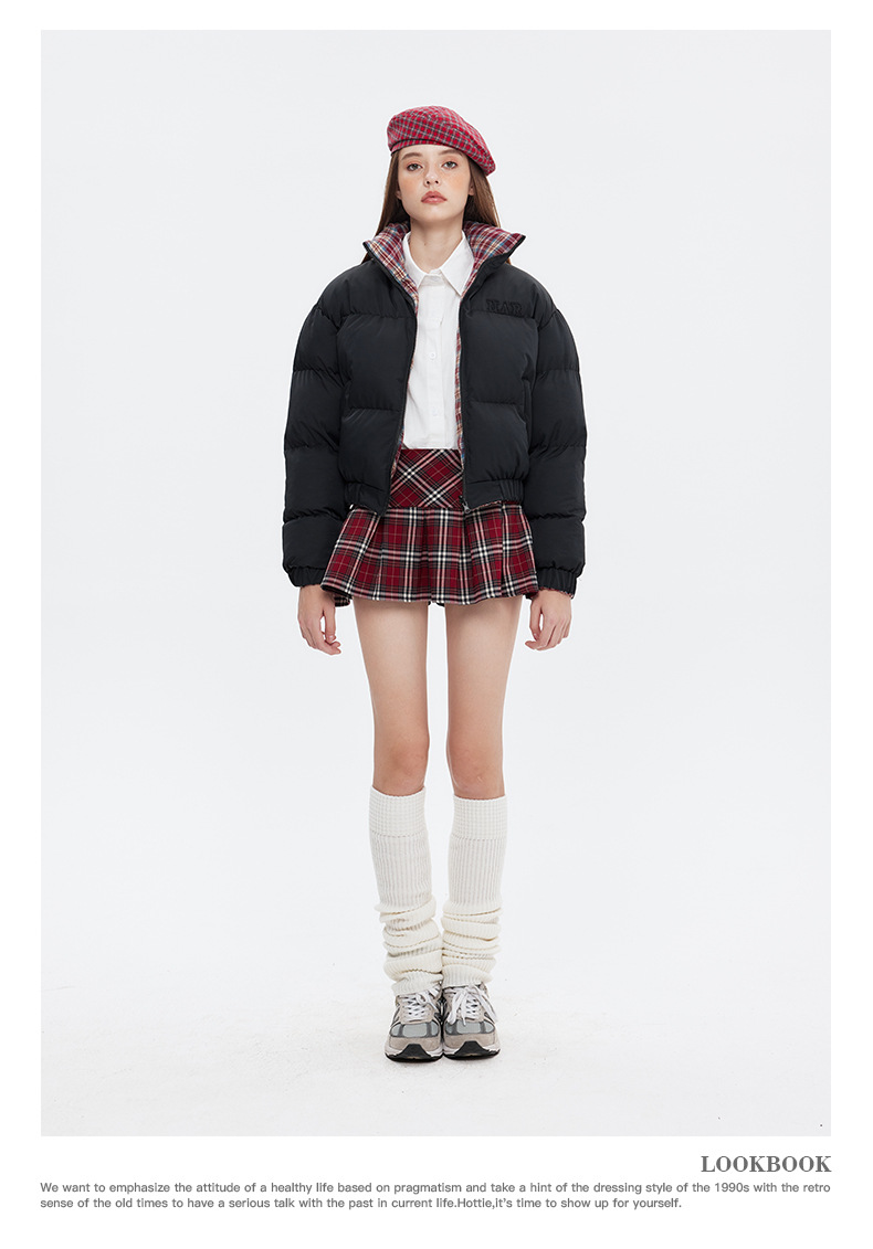 リバーシブルチェックパファージャケット cm0019