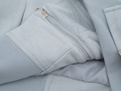 取り外しファー付きポケットデザインジップアップジャケット/2color/cm0043