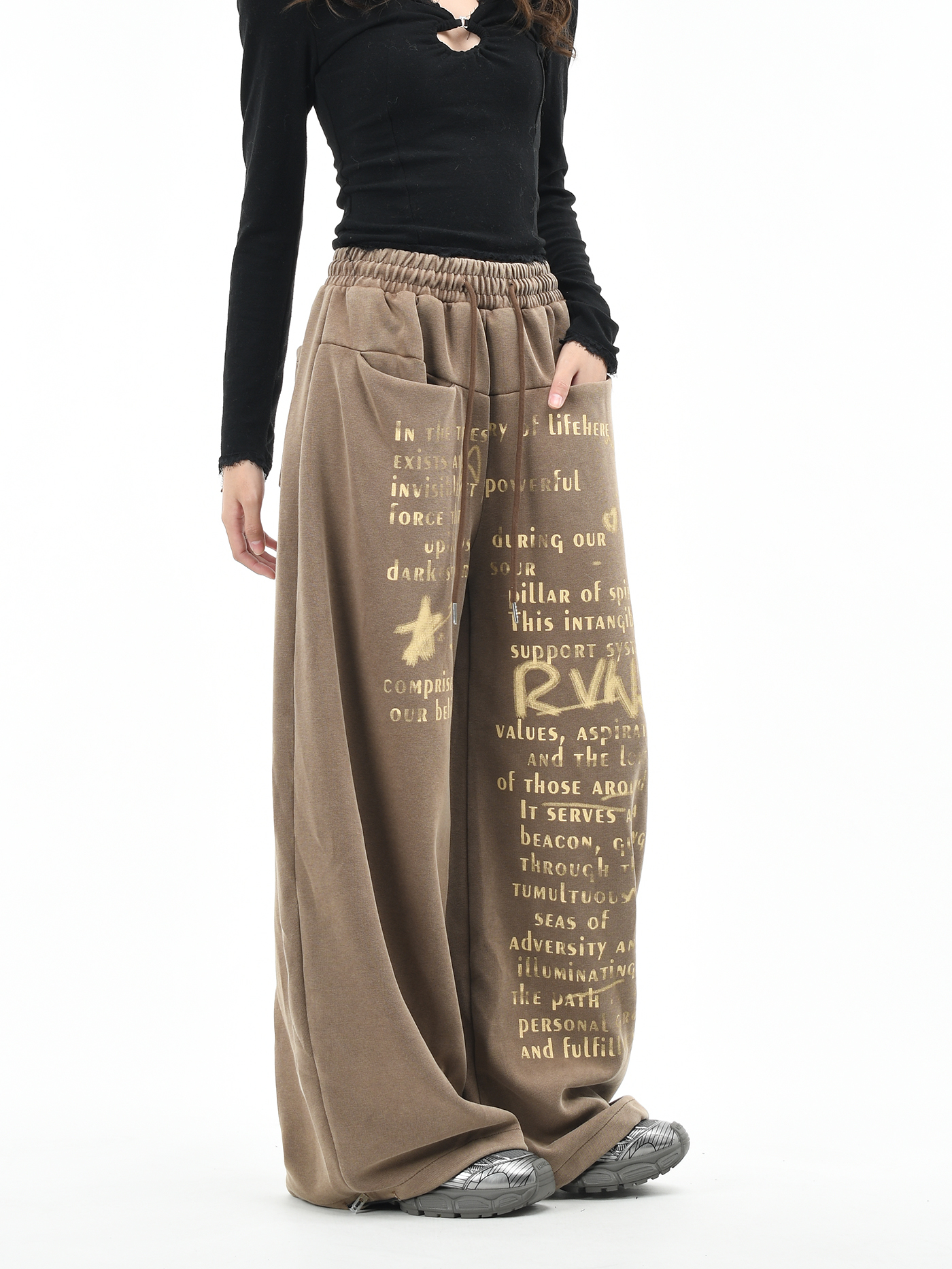 アルファベットプリントルーズパンツ/2color/cm0067