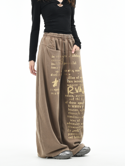 アルファベットプリントルーズパンツ/2color/cm0067