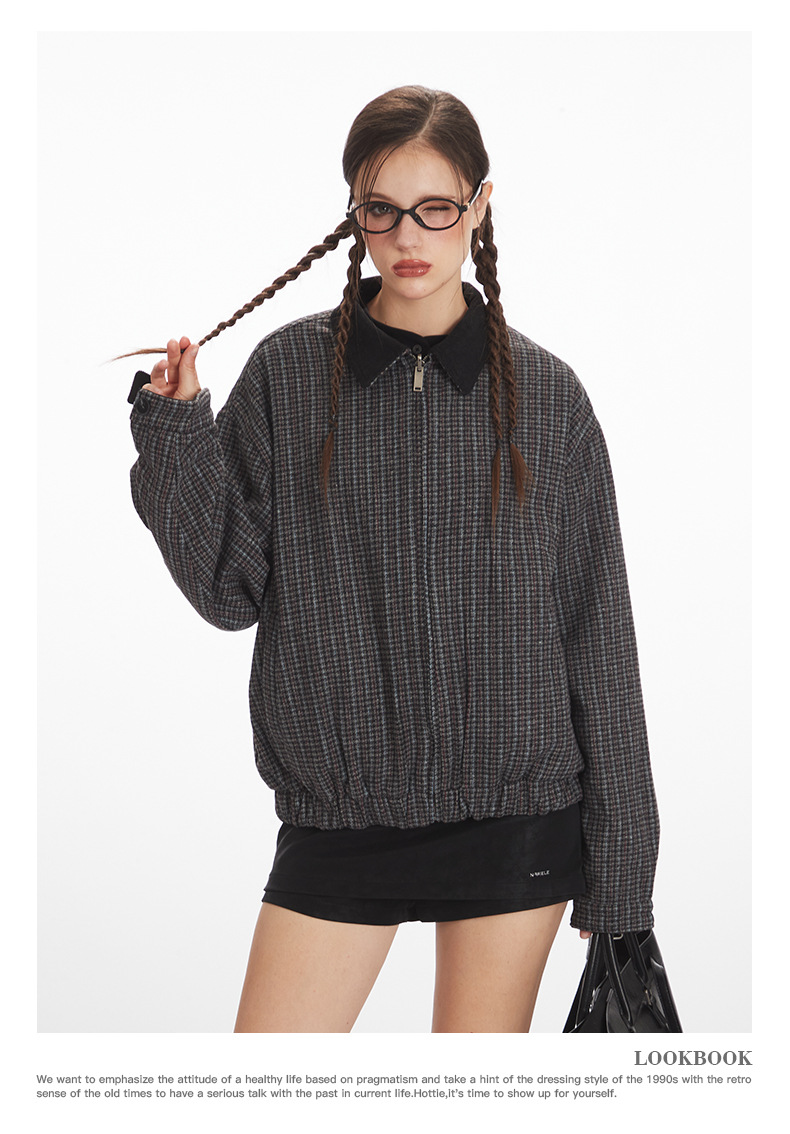 リバーシブル/コントラスト チェック柄 ヴィンテージジャケット/2color/cm0060