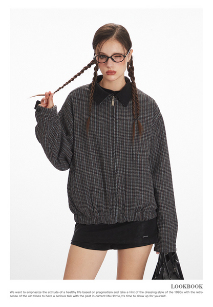 リバーシブル/コントラスト チェック柄 ヴィンテージジャケット/2color/cm0060