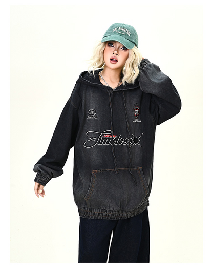 ウォッシュデニムフード付きパーカーcm0030