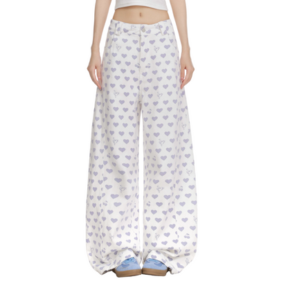 ハート柄刺繍ディテールパンツcm0008