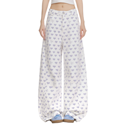 ハート柄刺繍ディテールパンツcm0008