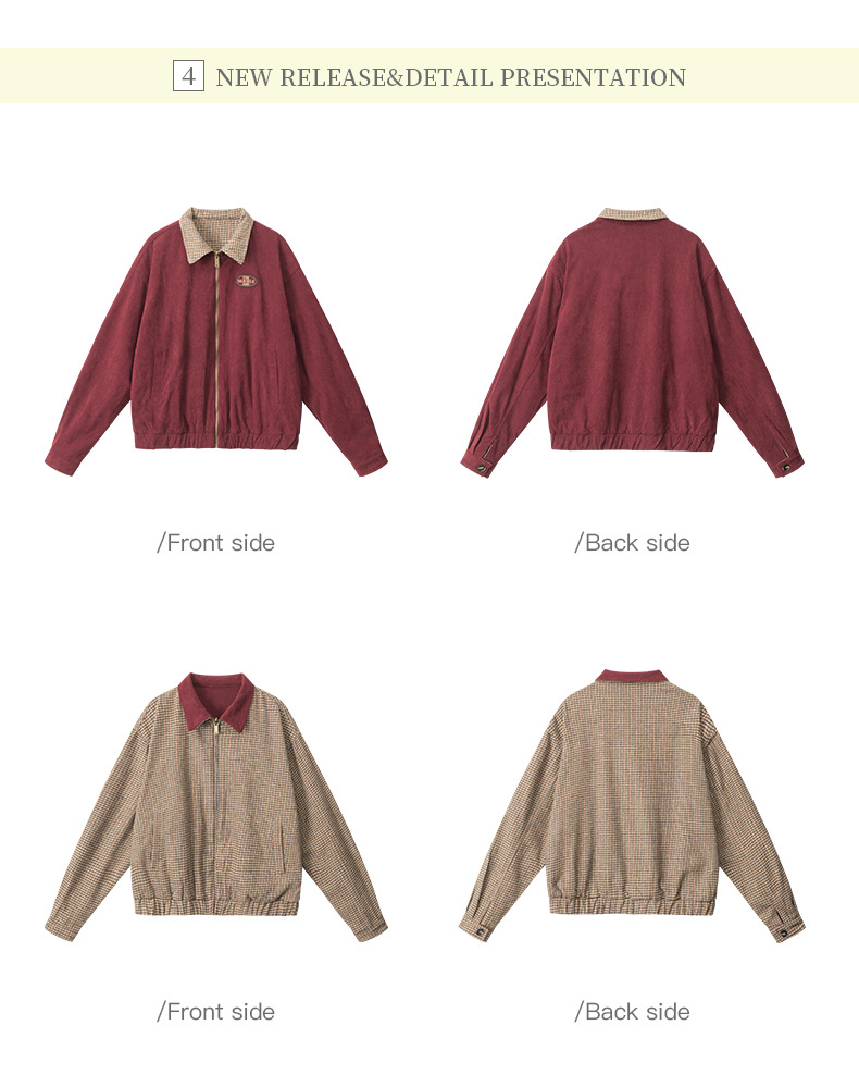 リバーシブル/コントラスト チェック柄 ヴィンテージジャケット/2color/cm0060