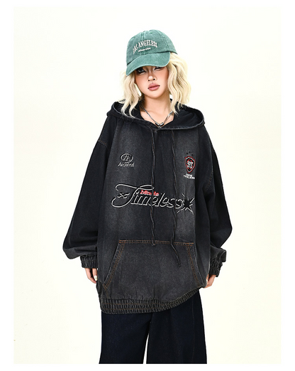 ウォッシュデニムフード付きパーカーcm0030