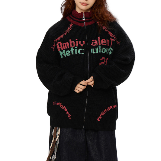 カラーロゴタートルネックニットジャケット/2color/cm0083