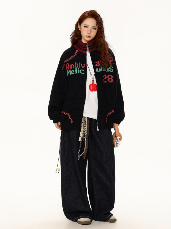 カラーロゴタートルネックニットジャケット/2color/cm0083