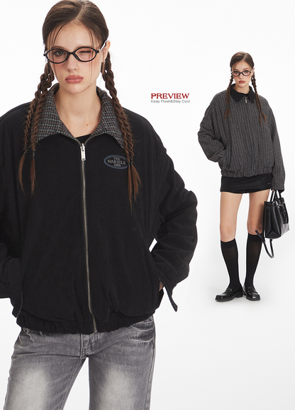 リバーシブル/コントラスト チェック柄 ヴィンテージジャケット/2color/cm0060