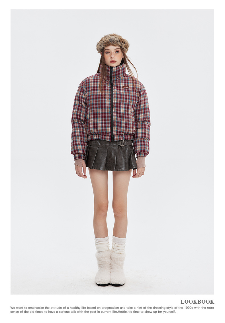 リバーシブルチェックパファージャケット cm0019