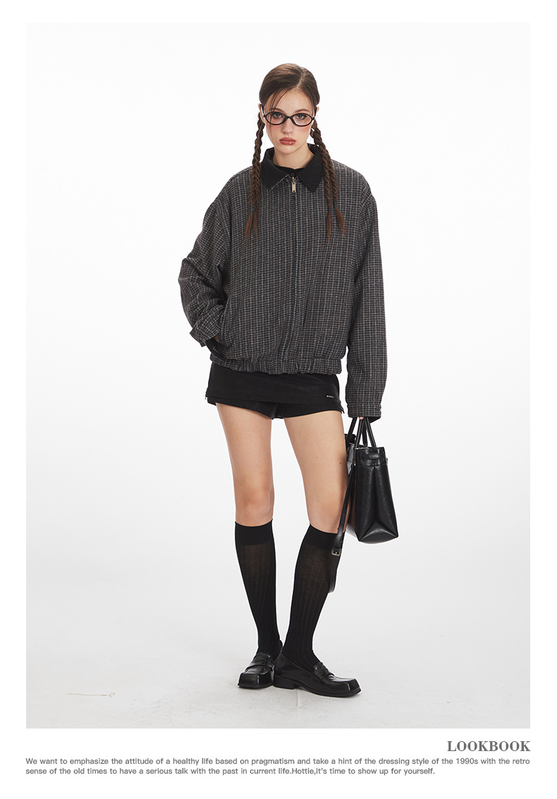 リバーシブル/コントラスト チェック柄 ヴィンテージジャケット/2color/cm0060