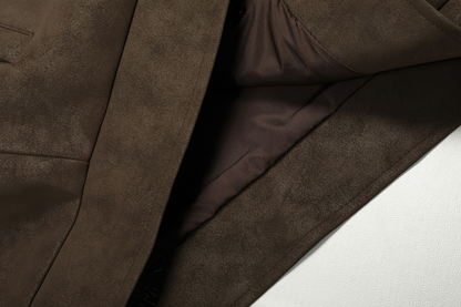 ファー付きフェイクレザーダブルポケットデザインジャケット/2color/cm0044