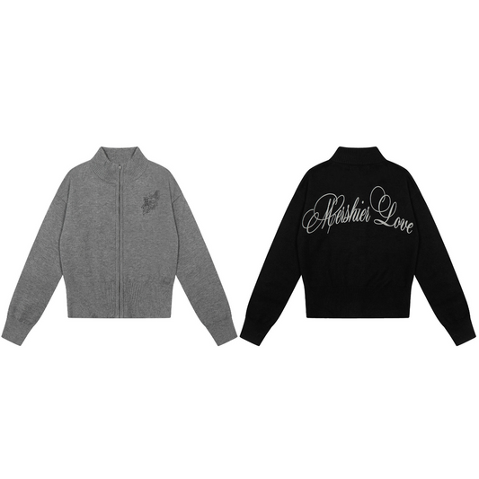 ジップアッププリントロゴカーディガン/2color/cm0132