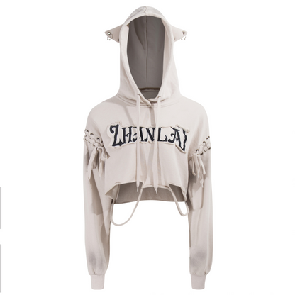 ショルダーリボンデザイン耳付きスウェット/2color/cm0027