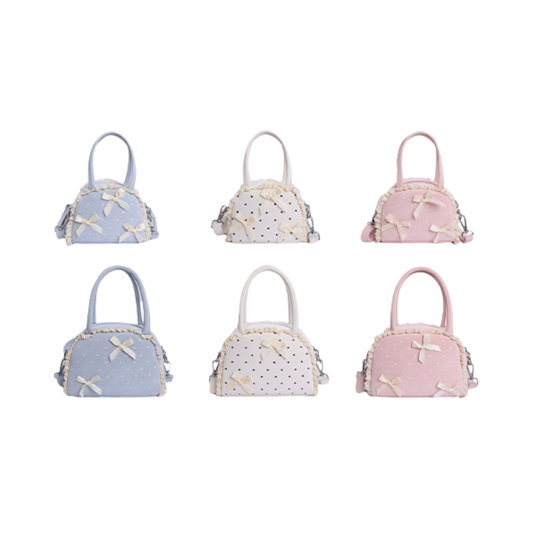 3color/リボンアクセントドッド柄ミニショルダーバッグ/cm0263