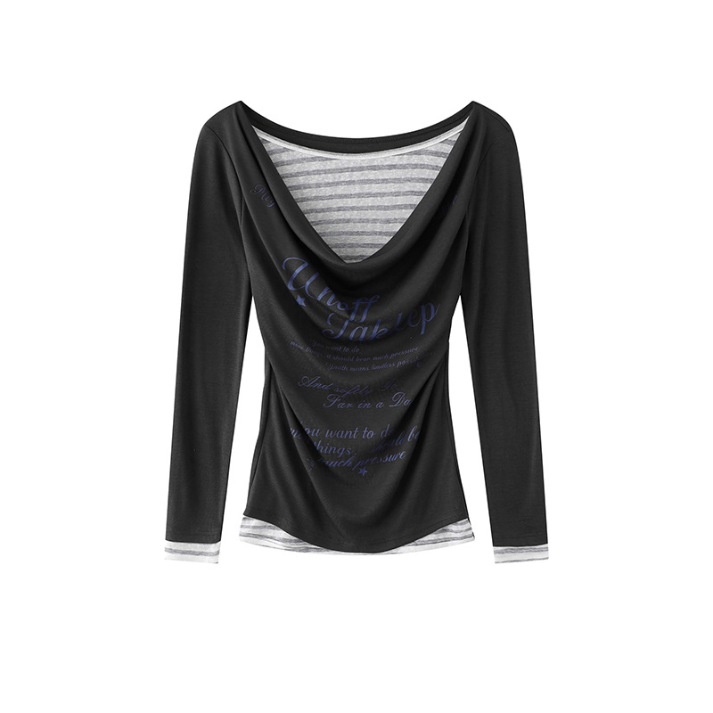 2color/フェイクレイヤードボーダートップス/cm0240