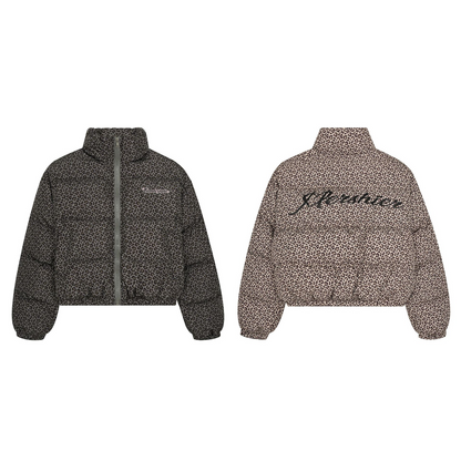 レオパードプリントパターンルーズパファージャケットcm0136