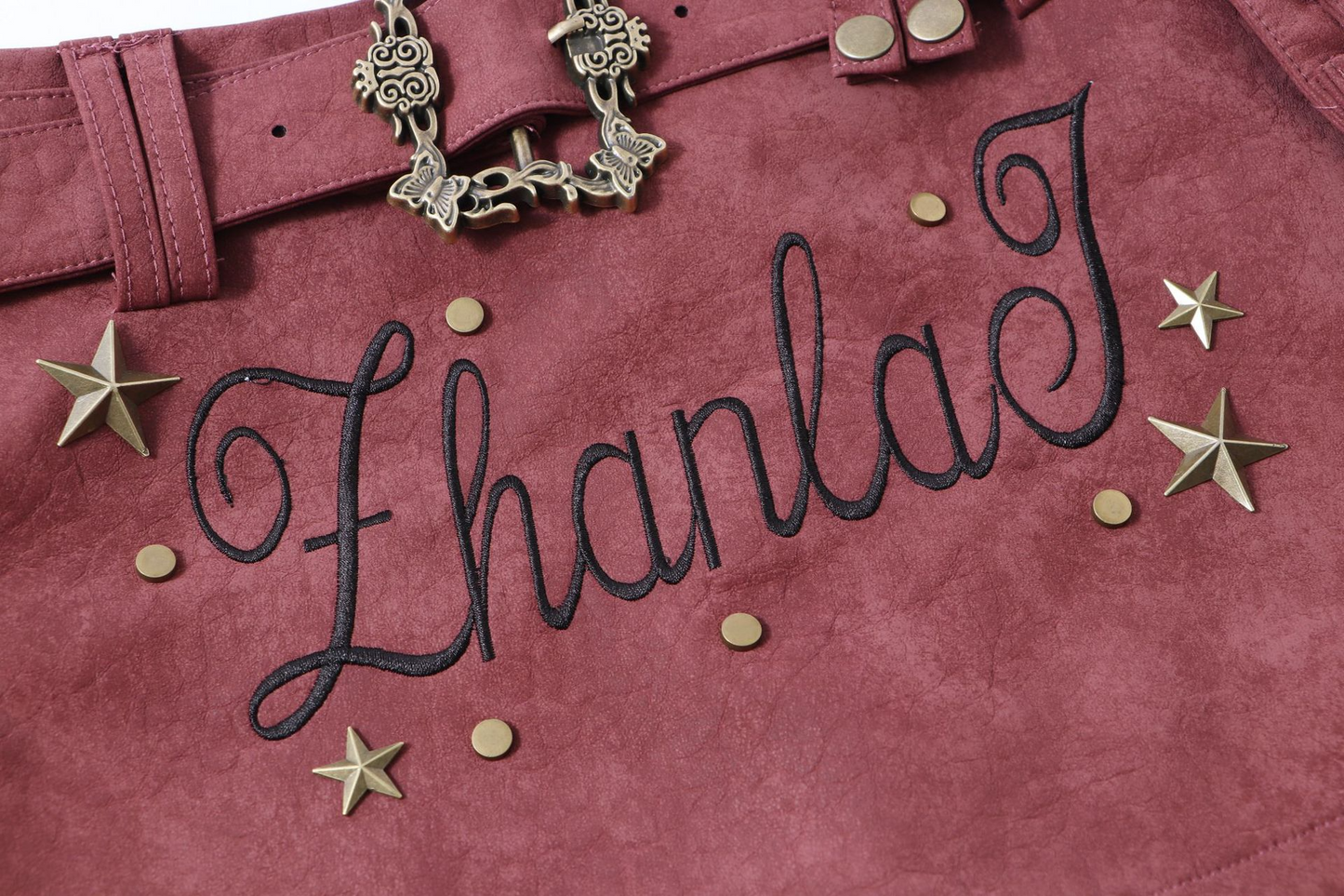 スタースタッズ装飾ベルトミニスカート/2color/cm0109